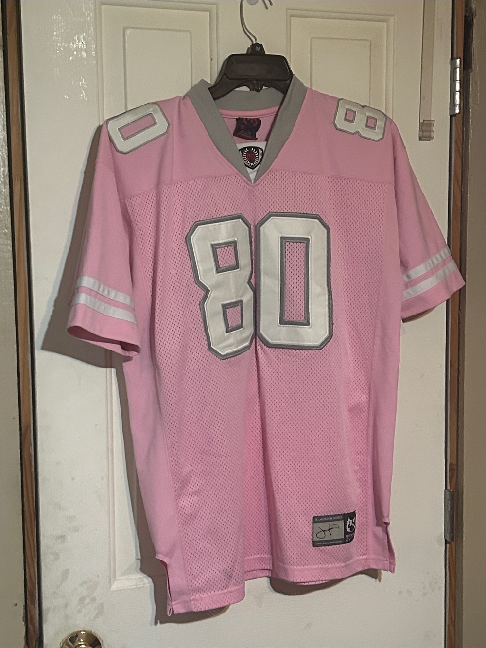 Reve series Pink Football Jersey with White Number 80